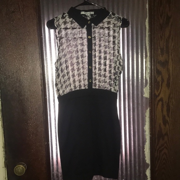 Forever 21 Dresses & Skirts - Forever21 Mesh Houndstooth Top with Black Bottom Dress
